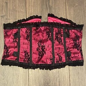 Hot pink and black lace waist trainer